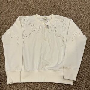 H&M Cream Embellished Sweatshirt